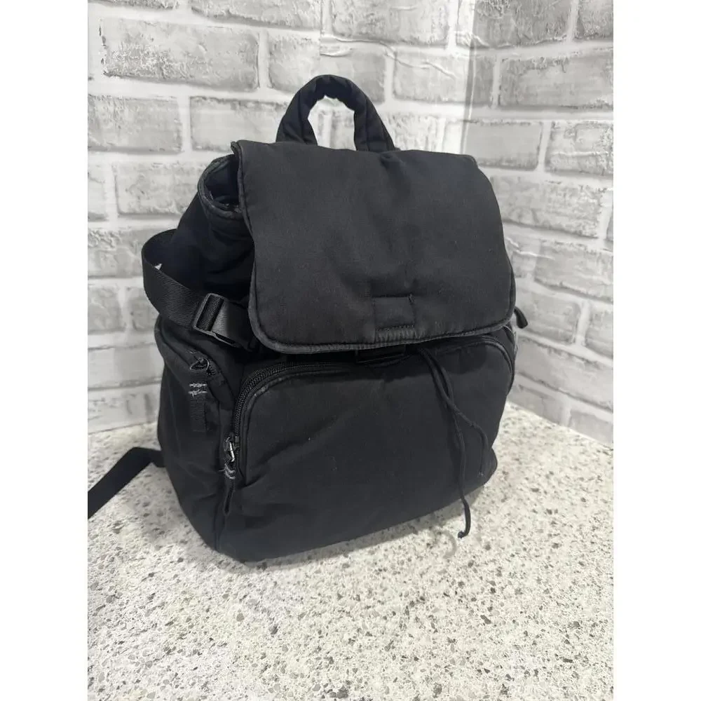 Vera Bradley Cotton Black Utility Backpack with Floral Interior Lining